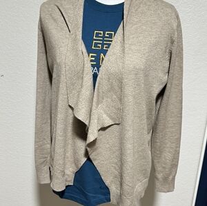 Vila Milano Waterfall Draped Cardigan Sweater in Heather Wheat NWT Medium